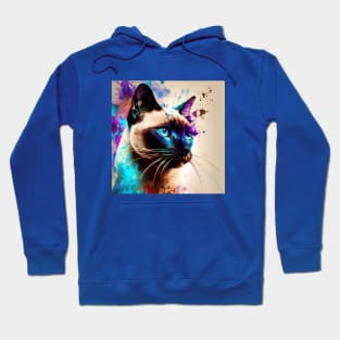 Siamese Cat with Color Splash Hoodie